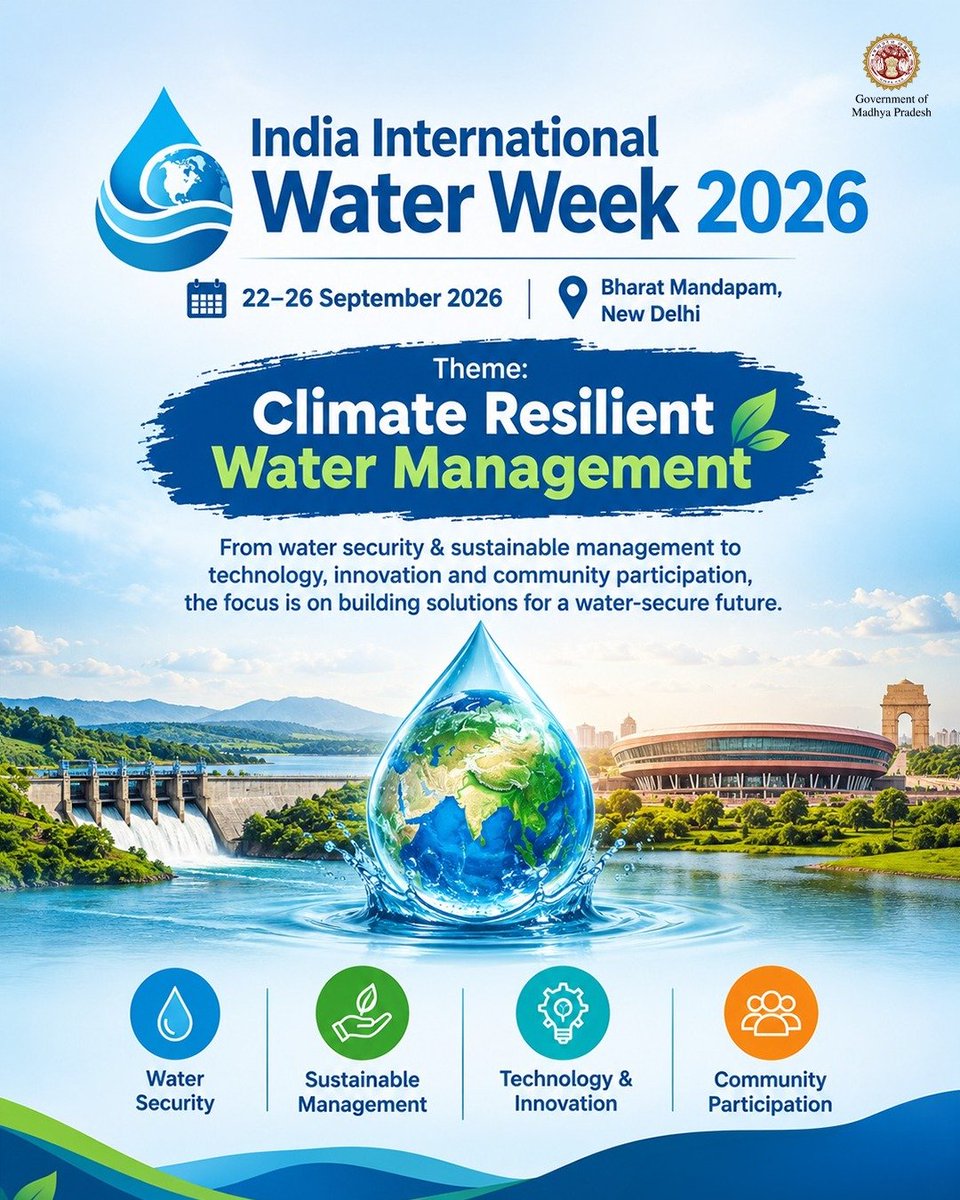 minmpwrd's tweet photo. #IndiaWaterWeek2026💧
Building a water-secure future through climate-resilient solutions, innovation and community participation.
#IIWW2026 #ClimateResilientWaterManagement #WaterSecurity https://t.co/MazdAKl0F4