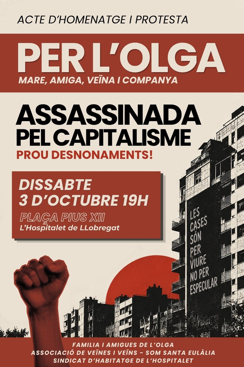 adria_plazas's tweet photo. Assassinats amb culpables, responsables i còmplices, amb noms i cognoms
Prou impunitat: organitzem la ràbia i convertim-la en força

Dissabte, a Vallcarca, amb l’@apmbarcelona, construïm una ciutat sota control veïnal

I a la tarda, desbordem l’Hospitalet: aturem els desnonaments https://t.co/StvYZDbS7d