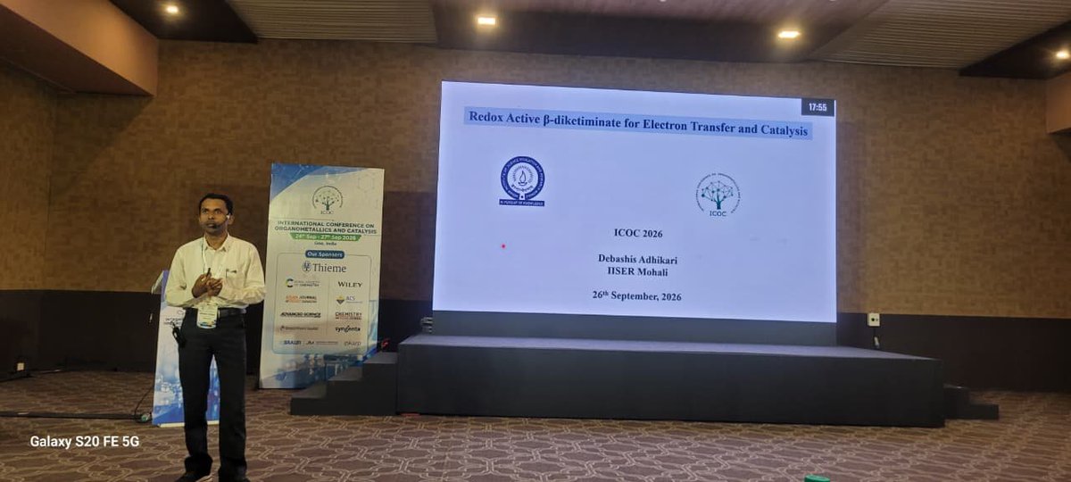 icoc_2026's tweet photo. 🎤 Prof. Debashis Adhikari from IISER Mohali is delivering an inspiring Invited Lecture at #ICOCIV2026! 🔬✨ A fascinating session filled with exciting chemistry, fresh ideas, and insightful scientific perspectives. @DA_catalysisLab https://t.co/KdRDNSX5Ud