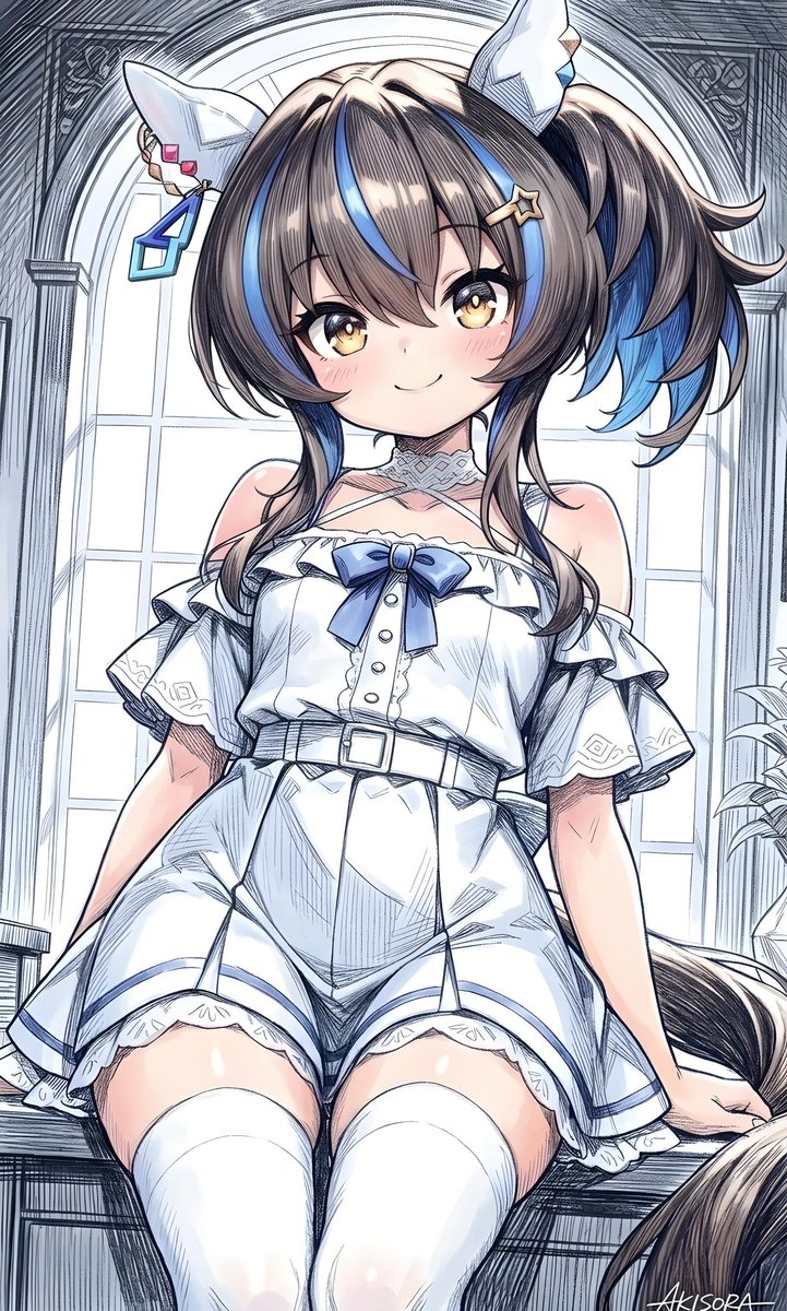 AKISORAIII's tweet photo. ウマ娘プリティーダービーより「ダイタクヘリオス」
生成画像だとどうしても耳当てや顔のペイントが消えてしまう。本当はそれらを全て取り入れて生成したいけど、そしたら自分らしい画風にならなくなるのも難点ですね。
でも可愛く出来ればそれで良いのかも知れない。
#ウマ娘　#AIイラス #二次創作 https://t.co/OTvGEMi4gz