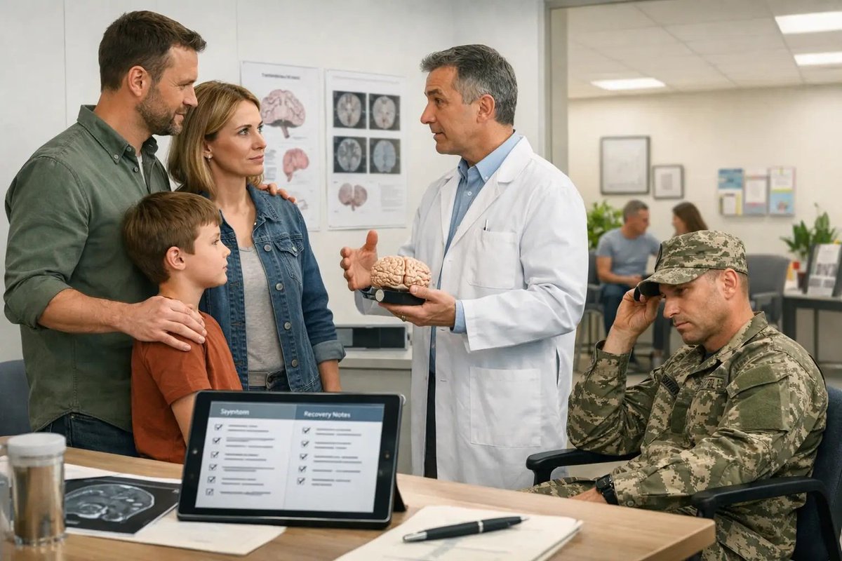 MerriStepa9w's tweet photo. If blast injury is part of your family’s story, watch for subtle signs: headaches, dizziness, sleep issues, mood changes, difficulty concentrating, or behavioral shifts. Symptoms and recovery may be nonlinear, so trust caregiver instincts and seek https://t.co/Y4t8uSfhV8