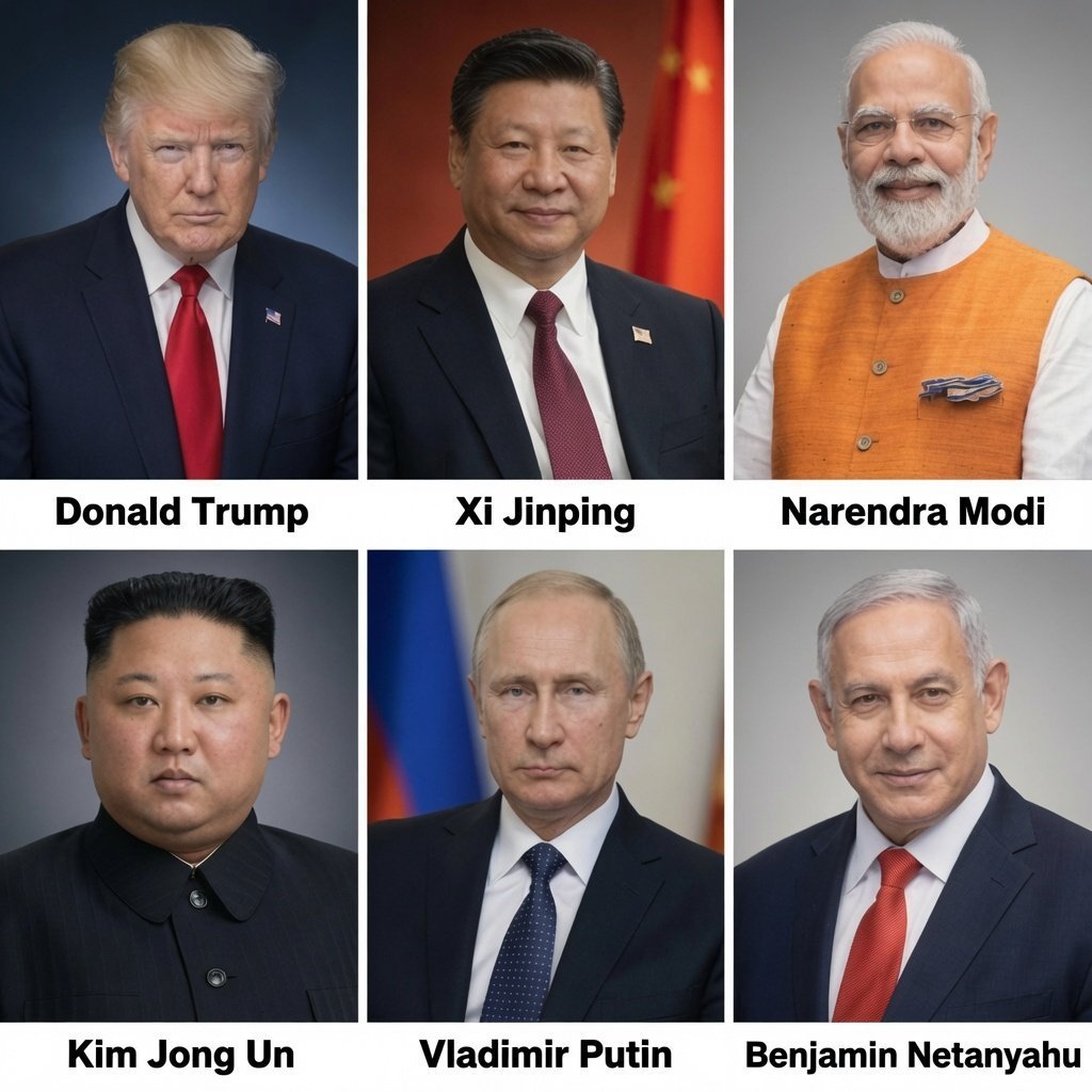 Damaan4u33's tweet photo. In your honest opinion which one is the worst world leader? 🤔 

1). Donald Trump 
2). Vladimir Putin 
3). Kim Jong Un 
4). Xi Jinping 
5). Benjamin Netanyahu 
6). Narendra Modi https://t.co/Y56SWW1c9E
