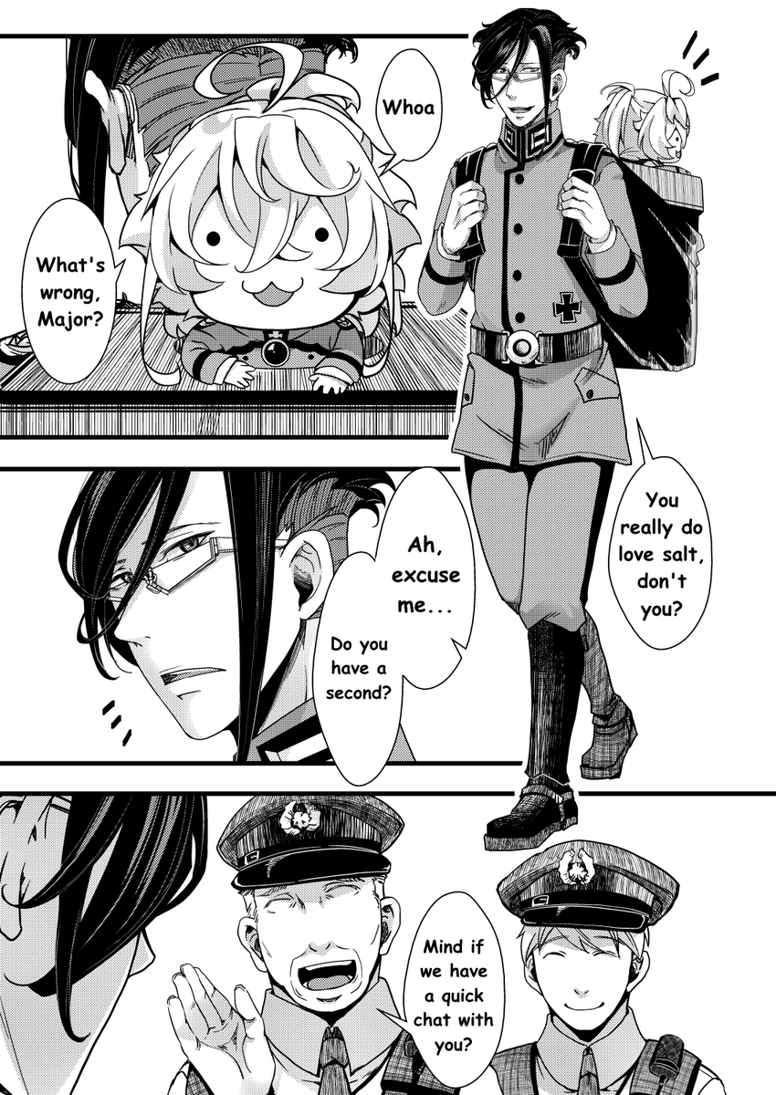 MrTeIevision's tweet photo. Chibi Tanya and Prof. Lehrgen getting stopped by the Police in the Isekai Timeline!

Fan translation of @harunaa453991's Doujinshi ^^

#youjosenki #幼女戦記

Part 1 https://t.co/02SQaR87Ne