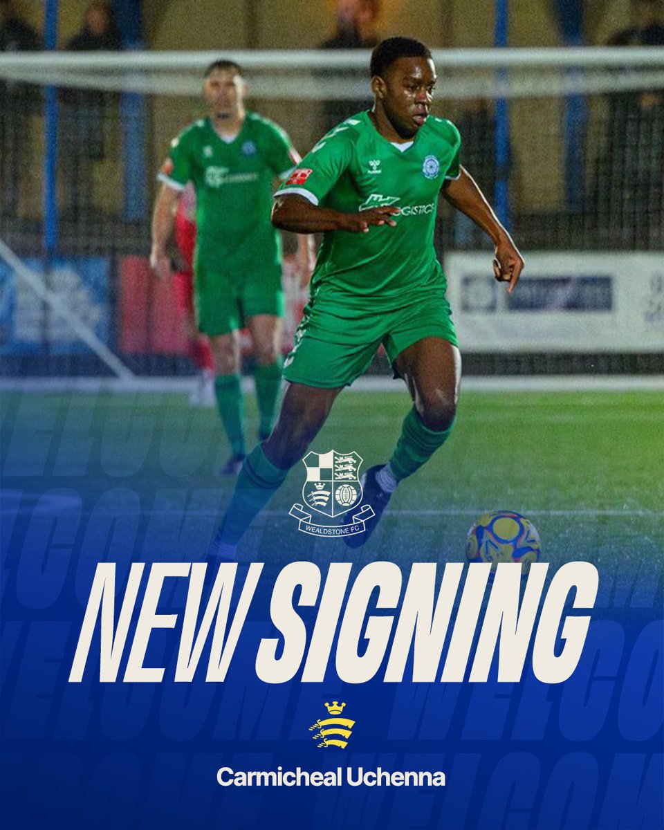WealdstoneFC's tweet photo. ✍🏻 We're delighted to announce the signing of Carmicheal Uchenna from Leverstock Green.

The midfielder arrives after impressing with the Southern League side, making 17 appearances and scoring three goals since joining The Green in January.

Uchenna now makes the step up to join The Stones and adds further versatility to Gary Waddock’s squad.

💙 Welcome to Wealdstone, Carmicheal!

#wealdstonefc #bruneluni