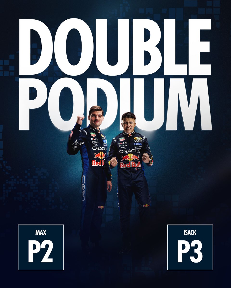 redbullracing's tweet photo. TWO BULLS ON THE PODIUM IN BAKU! 🏆🏆

#F1 || #AzerbaijanGP 🇦🇿 https://t.co/dA8JM7hWLo