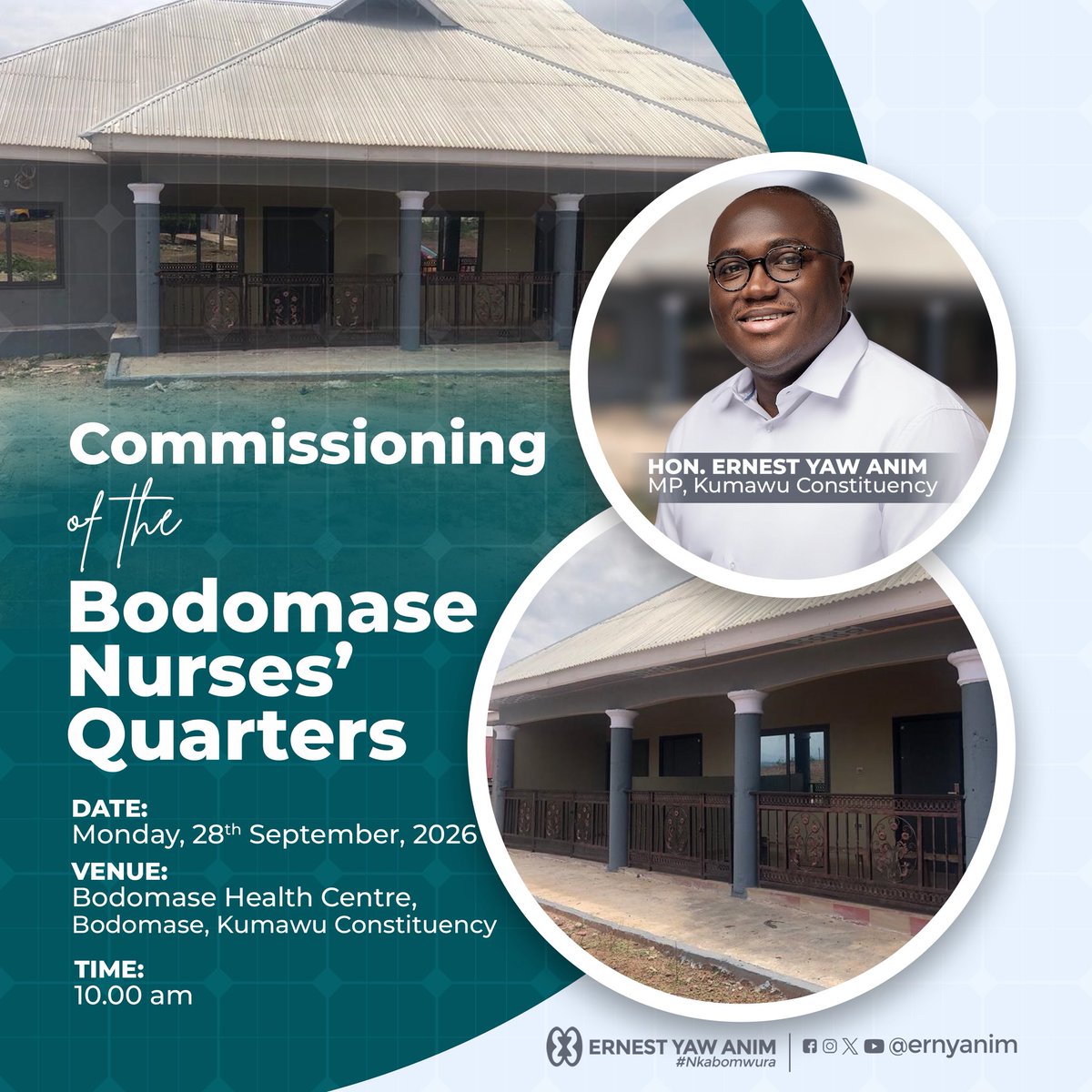 ernyanim's tweet photo. I will commission the Bodomase Nurses’ Quarters on Monday. Kindly make a date.

#KumawuConstituency #ErnestYawAnim https://t.co/jbimZ4i0yW
