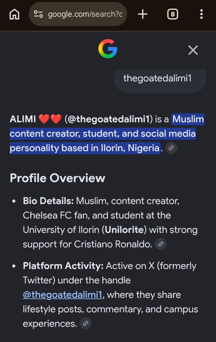thegoatedalimi1's tweet photo. This was the result I got when I searched my Username on Google.
Search your own and quote the post. https://t.co/xOXYgHFG6F