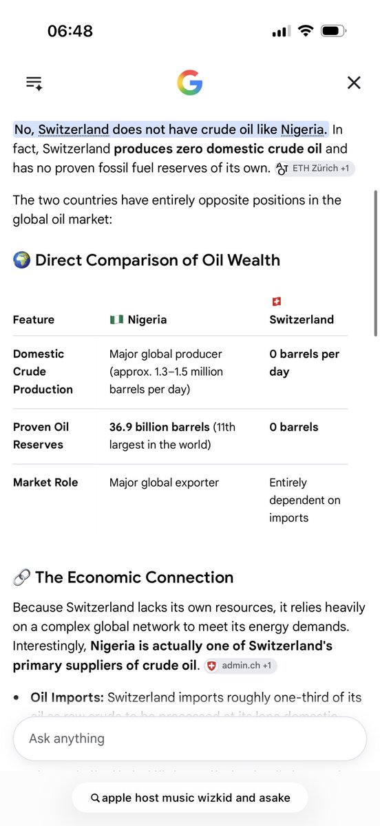 RynElvis's tweet photo. @OmotayoSolomo10 But federal road  construction is in our budget every year even b4 the removal of subsidy….note Switzerland has 0 crude oil https://t.co/byctRYE3Yi