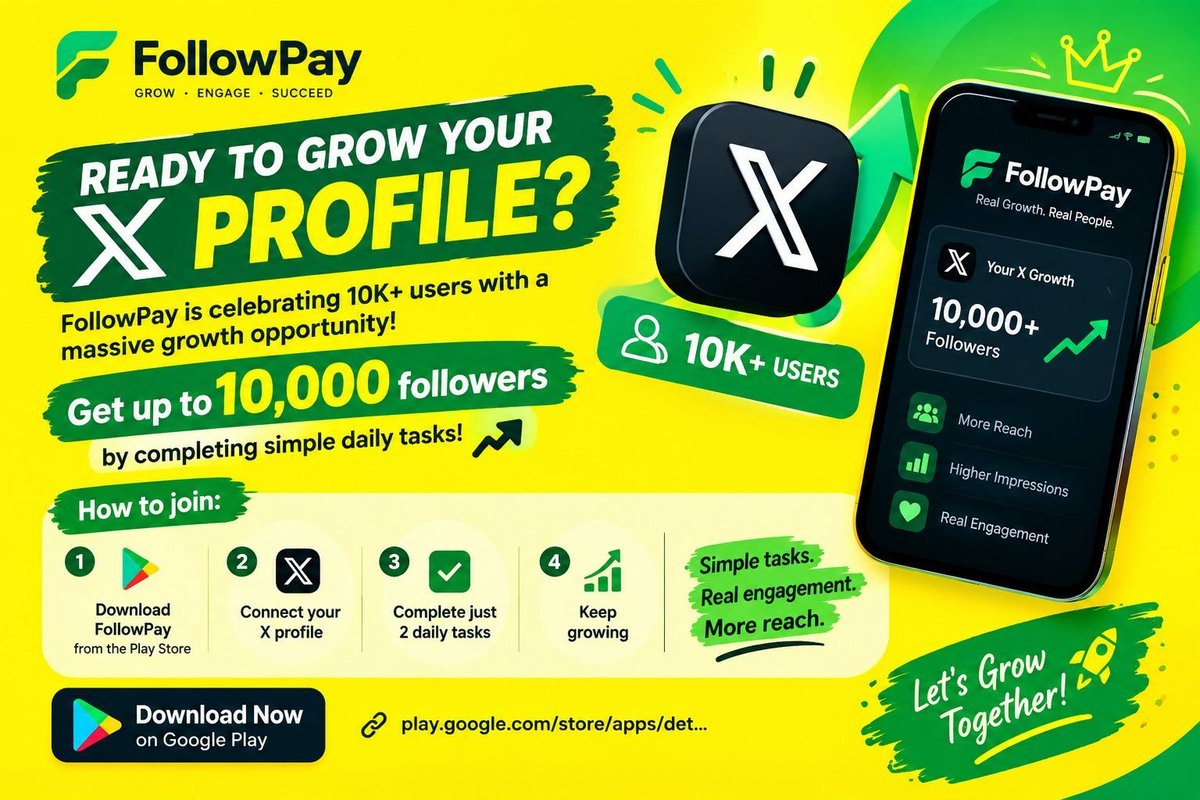 CryptoAvenue0's tweet photo. 🔥 Get Up to 10,000 X Followers!

Download the app 📲
Connect your profile 🔗
Complete 2 daily tasks ✅
Real growth, zero hassle! 🚀

👉 Download Here: https://t.co/uzLOQ8rm6I https://t.co/pjr0flktUt