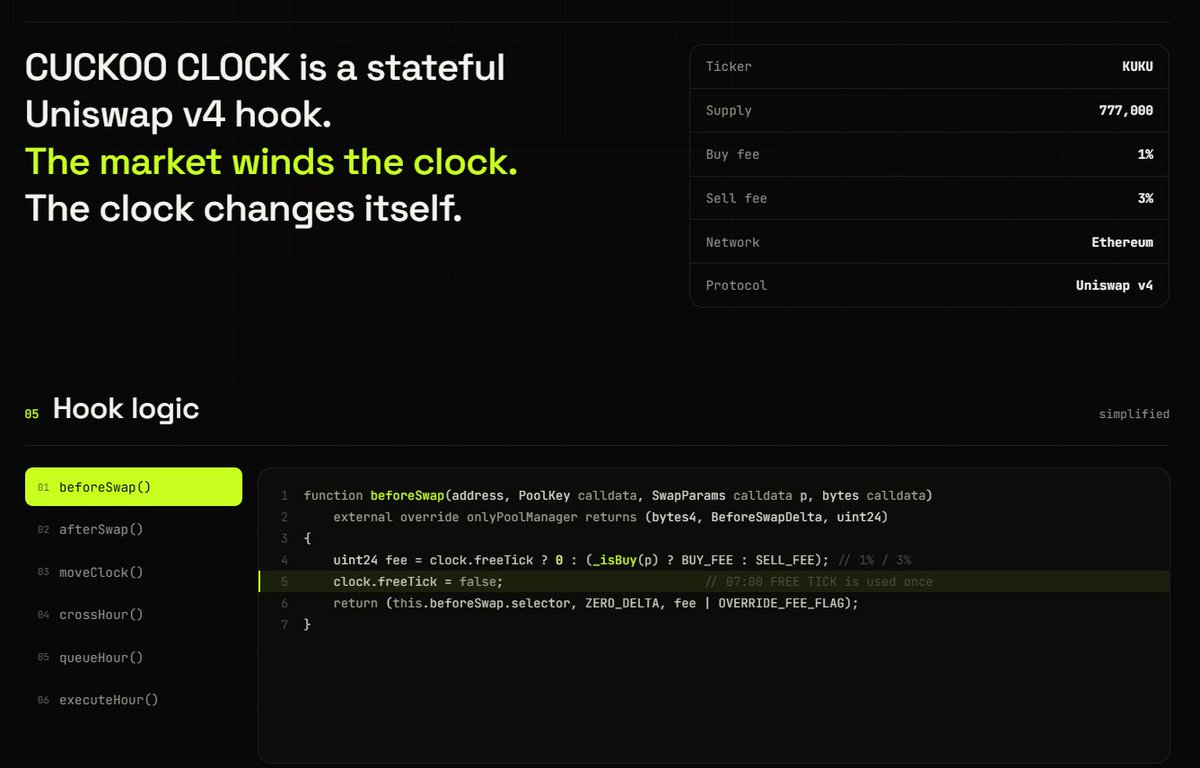 cuckooclocketh's tweet photo. CUCKOO CLOCK IS LIVE

https://t.co/05vq1ISPEm

CA: 0x892a42857502cedea75a33dfdbfbe7459f96e0cc

Every buy moves the clock forward, every sell pulls it back, and crossing an hour triggers a new on-chain action https://t.co/Y9GwFECqq5