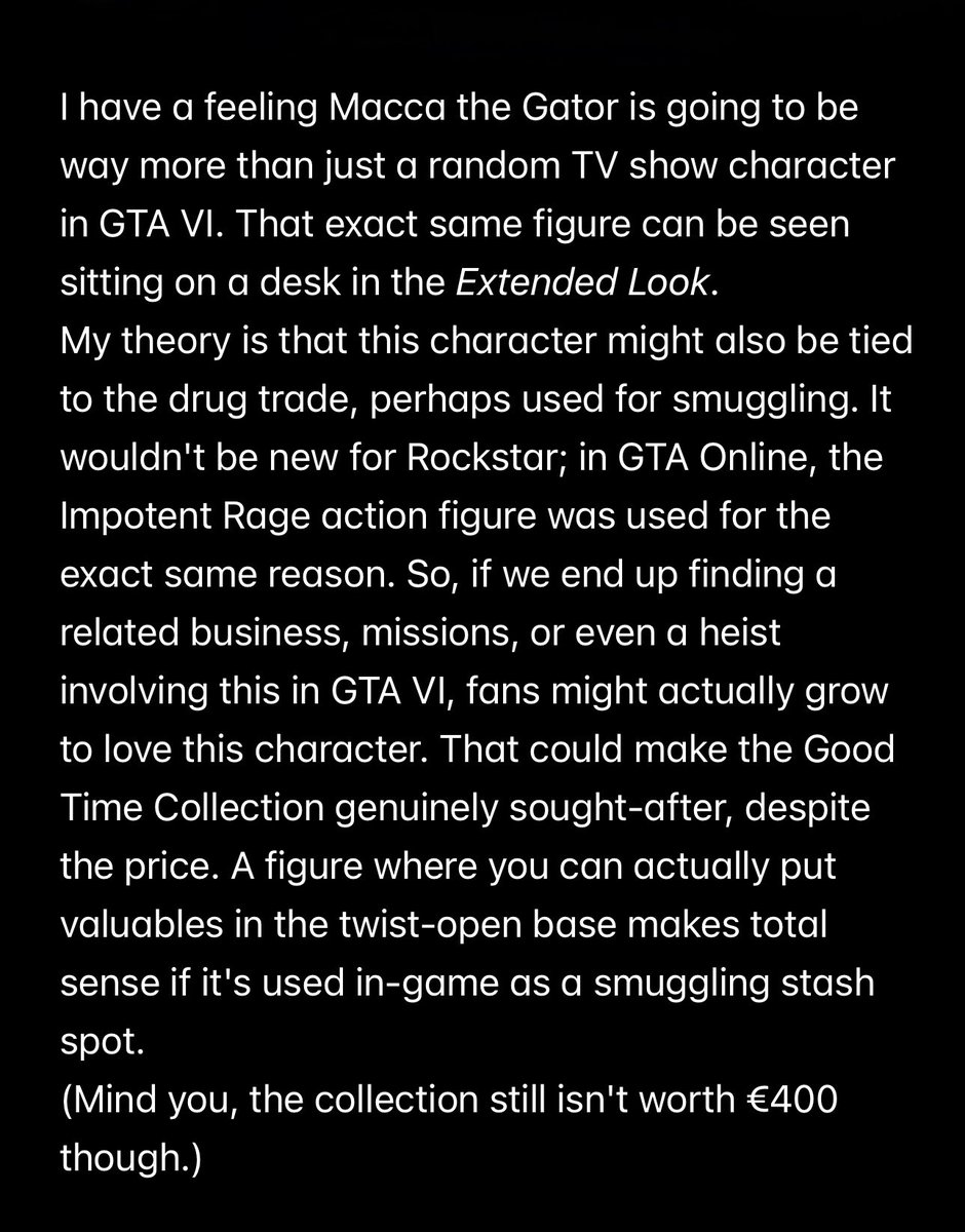 ENNAI111's tweet photo. @videotech GTA fans are mad about the €400 'Good Time Collection' featuring a plastic figure nobody cares about yet. But I have a theory about this, let me know what you think: https://t.co/bUVXbIq1nb