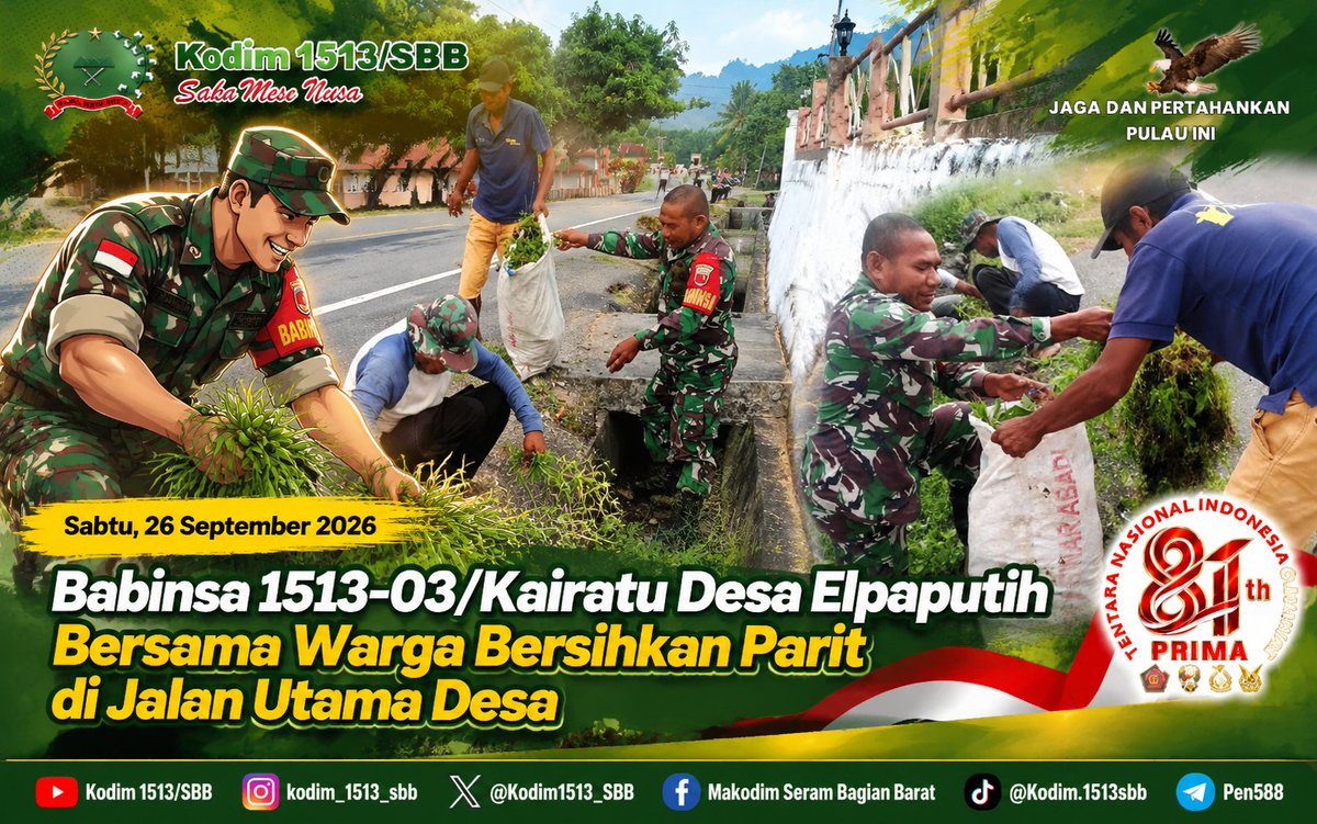 M1513sbb's tweet photo. Babinsa 1513-03/Kairatu Desa Elpaputih Bersama Warga Bersihkan Parit di Jalan Utama Desa

Baca selengkapnya👇
https://t.co/EXaVYCGtEL https://t.co/gPCxPlJeaZ