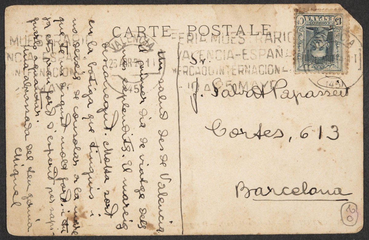 salvat_nitra's tweet photo. Postal de Miquel al seu germà, #JoanSalvatPapasseit. Miquel va emigrar a Cuba l'abril de 1924, arribant a l'Havana el 15 de maig. Pareu atenció a com va enganxar el segell… 😁 https://t.co/isBaOtgIVR