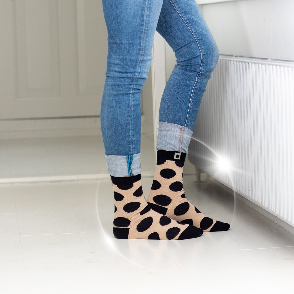 IngeborgMonq6j's tweet photo. Elevate your sock game with our “Sinful” collection for women: chic sand-colored socks adorned with bold black circles. Sophisticated, stylish, and sinfully comfortable. https://t.co/vrnTXiu7bm