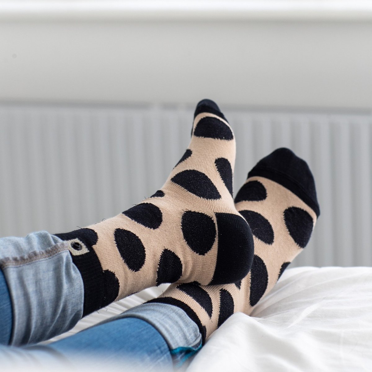 IngeborgMonq6j's tweet photo. Elevate your sock game with our “Sinful” collection for women: chic sand-colored socks adorned with bold black circles. Sophisticated, stylish, and sinfully comfortable. https://t.co/vrnTXiu7bm