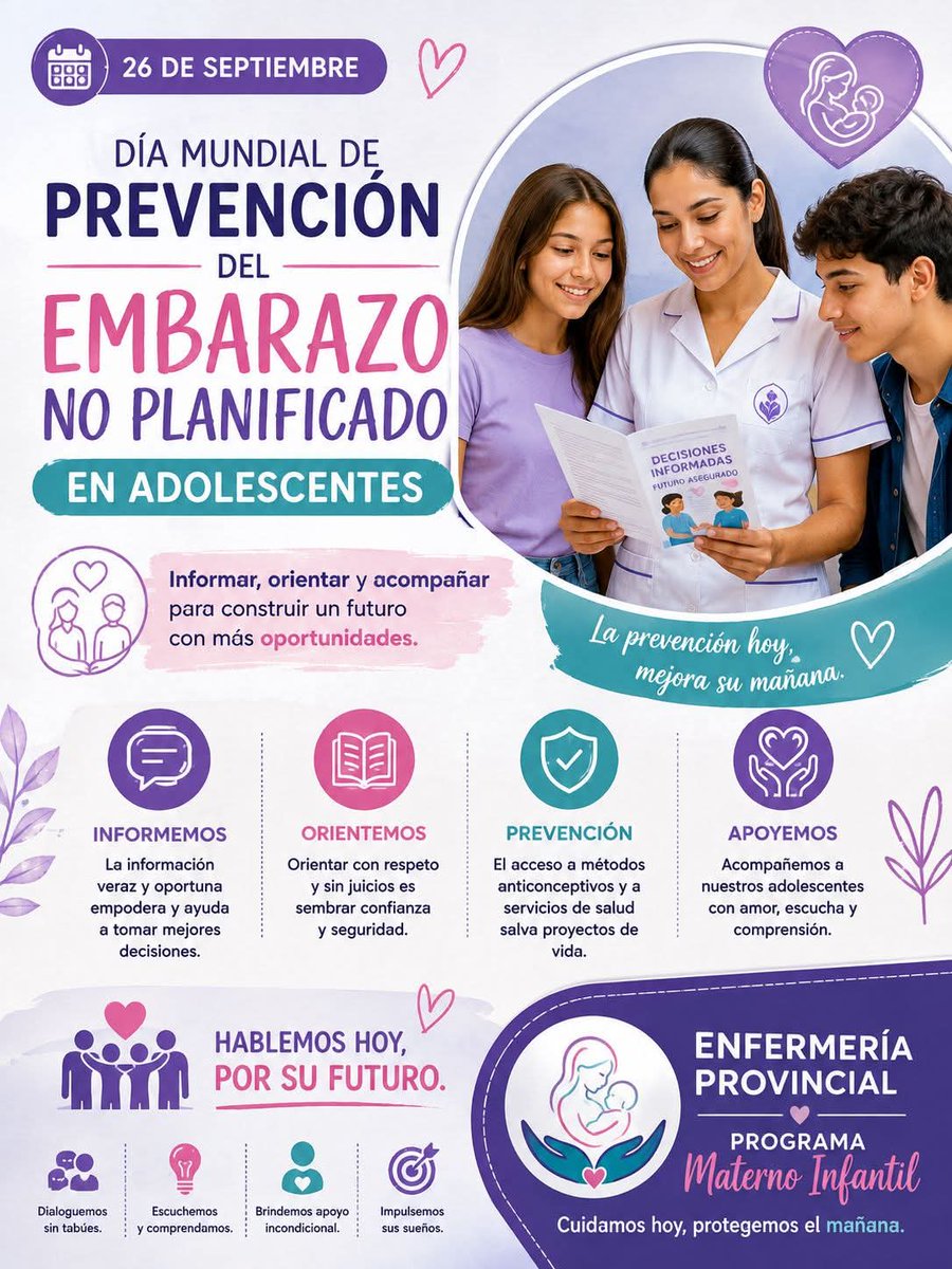 CarlosRMoranG's tweet photo. Hoy, 26 de septiembre, Día Internacional del Embarazo No Planificado en la Adolescencia. 
Enfermería educa, acompaña y cuida sin juzgar.
Prevenir también es un acto de amor.

#CubaPorLaVida
#CuidarseEsClave
#PorCamagueyTodo https://t.co/SAyviY3kL4