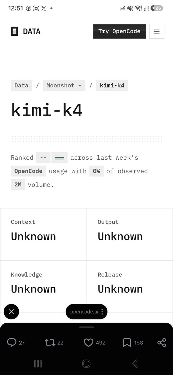 dablxmen's tweet photo. OPENCODE REALLY LEAKED 5 AI MODELS THROUGH ITS SITEMAP 👾

• GLM 5.5 Flash
• GLM 5.4
• Kimi K4
• DeepSeek V4.1 Pro
• Muse Spark 1.4

the funniest part?

the pages are still live even though they removed them from the sitemap

SEO accidentally became the AI leak channel ..

links:

https://t.co/P47CSrRXhT…
https://t.co/FPU73kTivC…
https://t.co/FPU73kTivC…
https://t.co/YvU2BIKoCv…
https://t.co/6OwQF7oaYB…