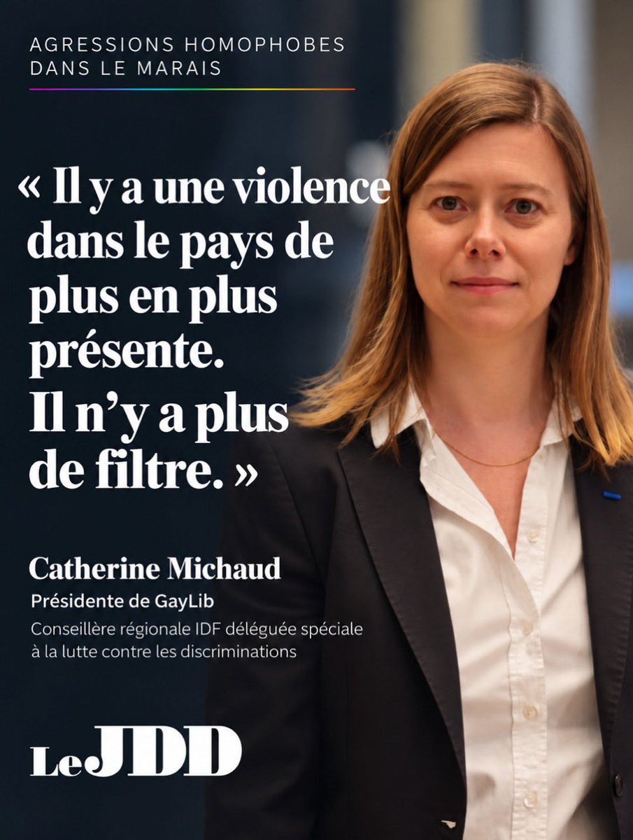 GayLib's tweet photo. « Il y a une violence dans le pays de plus en plus présente. Il n’y a plus de filtre. »

@cath_michaud75, présidente de @GayLib, alerte dans le @leJDD sur la multiplication des agressions homophobes dans le Marais et au-delà.

https://t.co/gTihKyBYy3 https://t.co/46J1Ax8L53