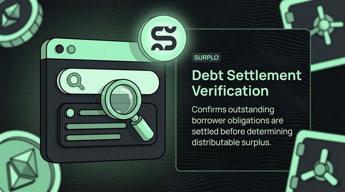 OpenSurplo's tweet photo. Before surplus can be returned, the numbers need to be settled.

Surplo verifies outstanding borrower obligations first, ensuring that only the collateral remaining after debt settlement is considered for distribution. https://t.co/jOc26EWRw3