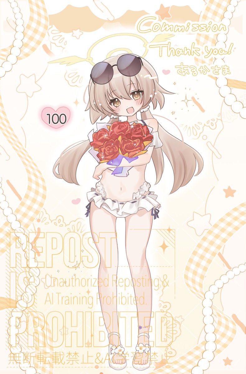 arukaaruka's tweet photo. 水着ヒフミ絆ランク100＆ヒフミ絆200達成しました！！
絆100達成記念として今回も食寝（@n_skwii ）先生にイラストを書いて頂きました！！
水着ヒフミちゃんも可愛いくてお願いして本当に良かったです😭
改めて本当にありがとうございます！！ https://t.co/mtGg0XUa58