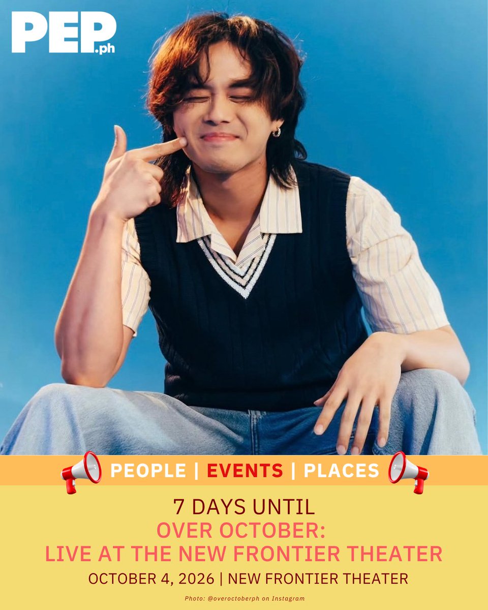 PEPalerts's tweet photo. 7 DAYS TO GO! ✨
Get ready for an emotional night as Over October brings their heart-rending music to the New Frontier Theater on October 4, 2026.
Mark your calendars and get ready to sing along with Over October! 🎸
#OverOctoberLive #PEPConcerts #PEPSocial #PEPAly https://t.co/6ETwAxzFab