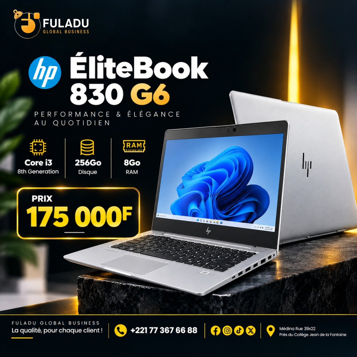 FGlobalBusiness's tweet photo. HP Elitebook 830 G6 Core i3 8ème génération
⚙️Processeur Intel Core i3-8145U (8e génération, double cœur, fréquence de 2,1 GHz à 3,9 GHz Turbo)
🛡️Ram 8Go DDR4 (16Go DDR4 dispo)
📀Disque Dur SSD 256Go (Extensible à 512Go)
💻Écran Full HD 13.3 pouces 
⌨️Clavier D’origine Azerty https://t.co/a6LZAFw4n8