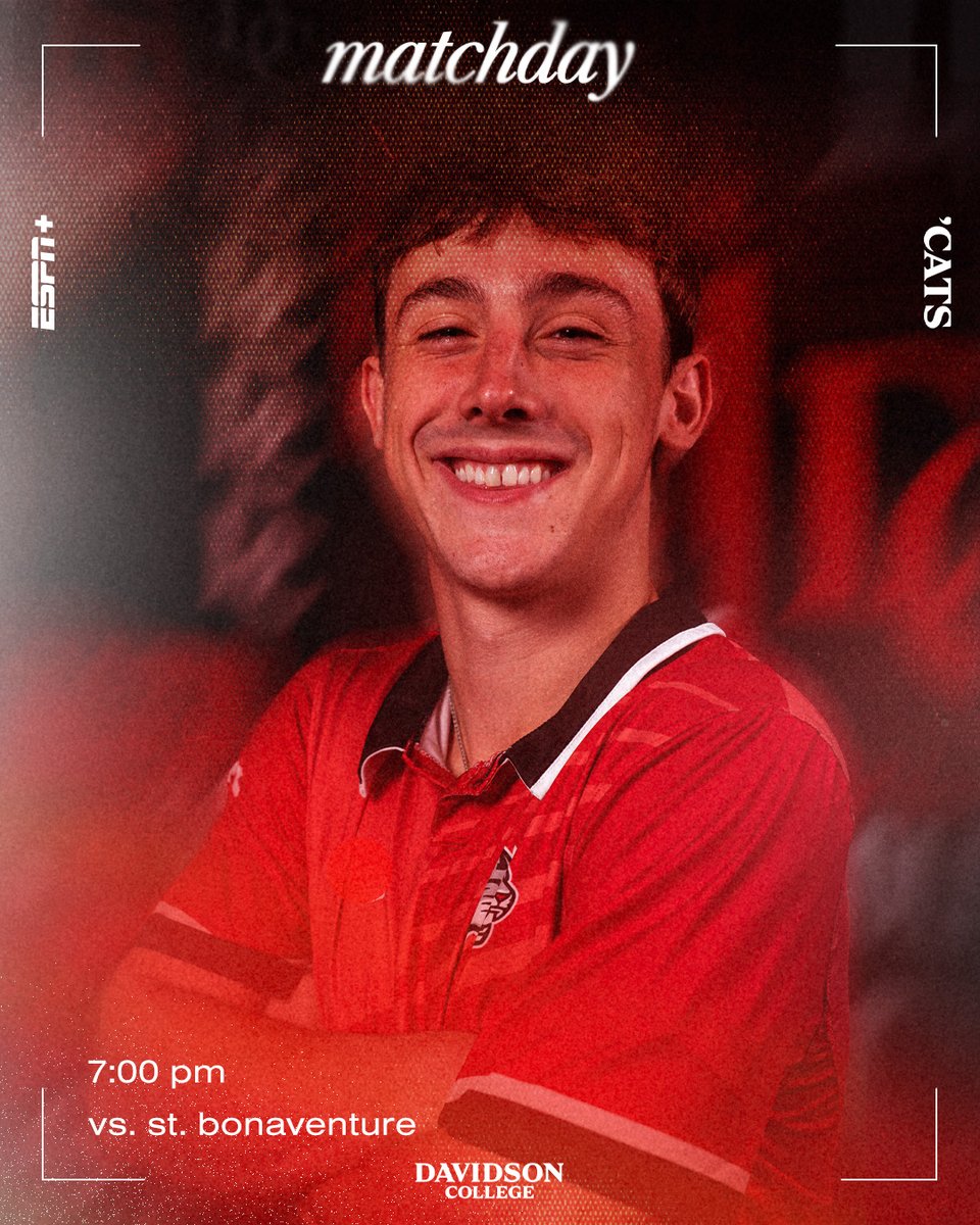 DavidsonMSoccer's tweet photo. Ending the homestand with the Bonnies 😼

🆚 St. Bonaventure
🏟️ Alumni Stadium
⏰ 7 PM
📺 ESPN+
📊 https://t.co/jIYCe1qnAn

#DCUnited https://t.co/ycEM0XMyQL