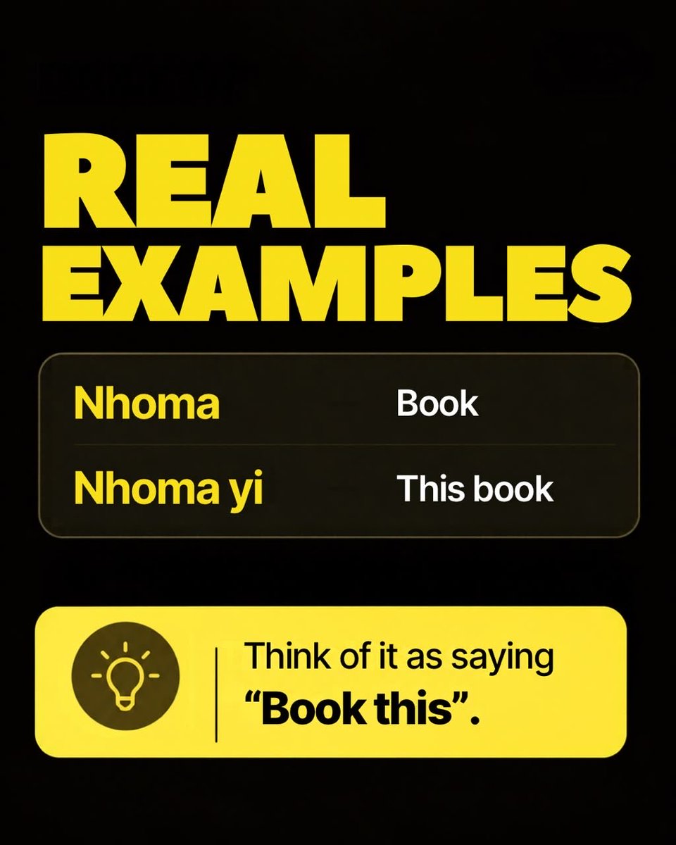 EfieApp's tweet photo. Learn Twi with Efie! 
Did you know “yi” means “this” and comes after the noun? Swipe to learn more!
#LearnTwi #TwiLanguage #LearnAkan #GhanaianLanguage #languagelearning https://t.co/mDbVTO2ffn