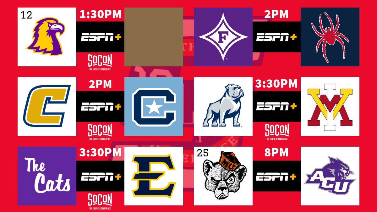 soconpulse's tweet photo. Got a great slate of games today!

The weekend is here! So is SoCon football! https://t.co/QlsR23B7yB