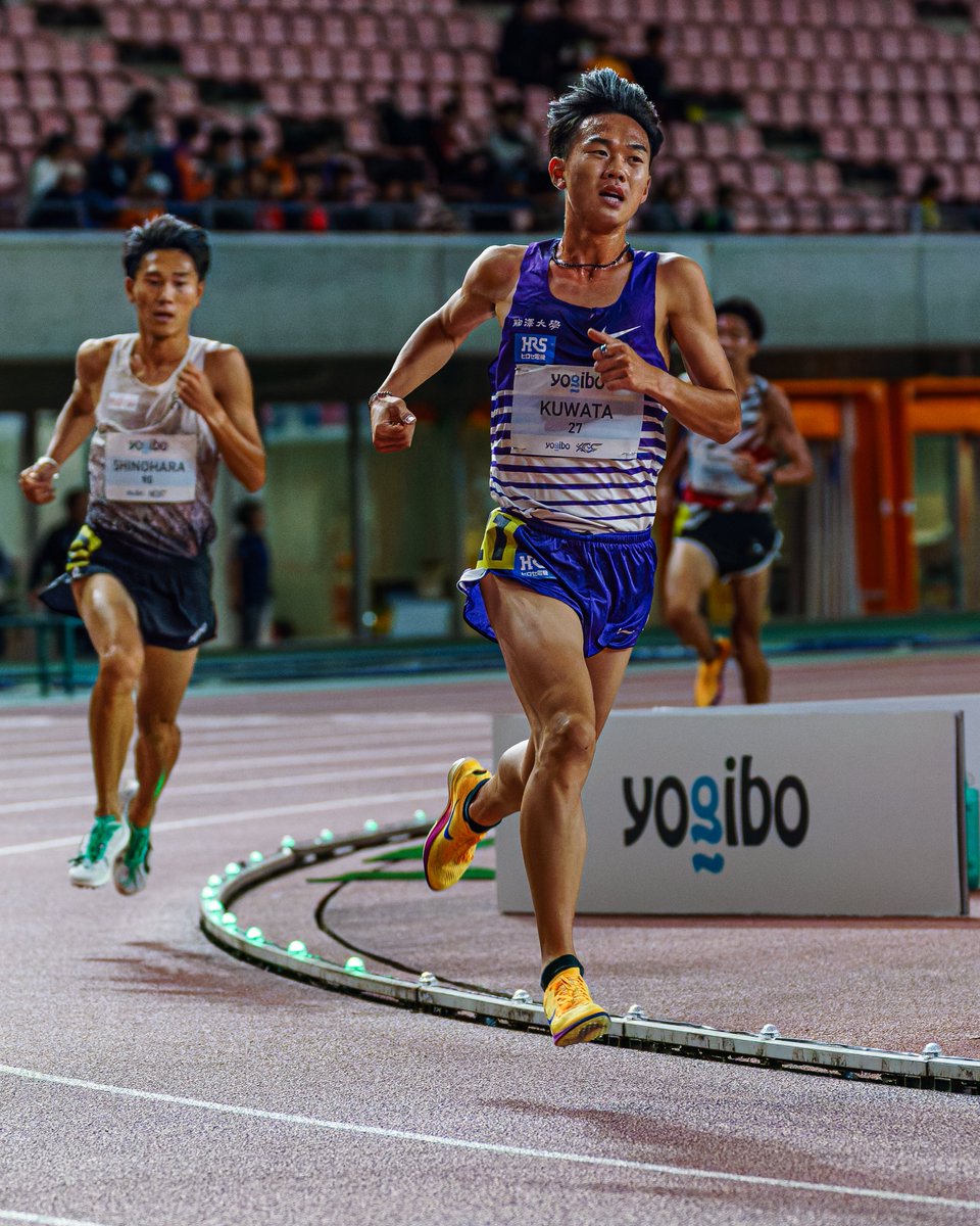 Ryo504's tweet photo. 【#ヨギボーチャレンジ】
GP男子5000m
④桑田駿介(駒大)13:29.78
塩尻に肉薄する快走で自己記録を約10秒更新！ https://t.co/HBvmX5sL6L