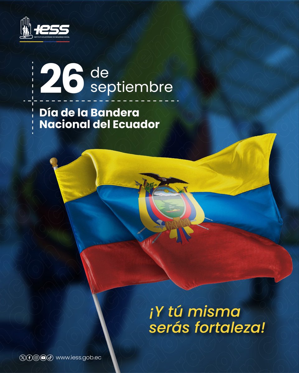 IESSec's tweet photo. Conmemoramos con orgullo el Día de la Bandera Nacional. 🇪🇨

Desde el #IESS honramos este símbolo patrio que representa historia, identidad y unidad de todos los ecuatorianos. 

#DíaDeLaBandera https://t.co/BJMgdh4gsH