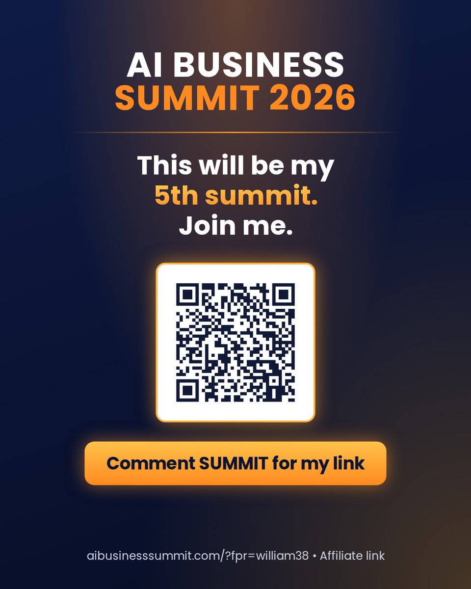 WilliamMakell's tweet photo. 7 speakers covering funding, social media, wealth, and AI. 3 days. Free. Virtual. AI Business Summit, Sept 30 to Oct 2.
https://t.co/BJX0AaDV01 (affiliate) https://t.co/3p7wHH5Cd7