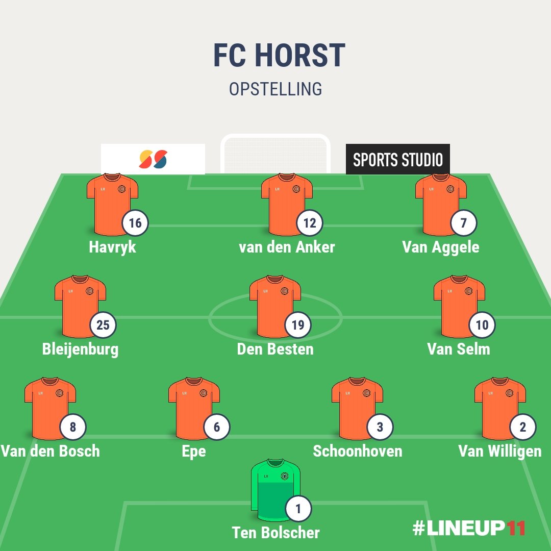 horstfc's tweet photo. We gaan aan de wedstrijd beginnen met de volgende namen. https://t.co/gyV8r7OwFA