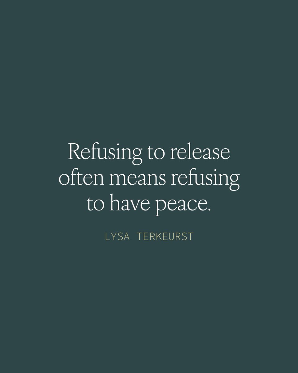 LysaTerKeurst's tweet photo. Release brings with it the gift of peace.

That means there may be some opportunities we need to decline. There may be some things we need to say no to in this current season. There may even be good things we need to let go of, so we can make room for the best things. https://t.co/6uH4Q82rjN