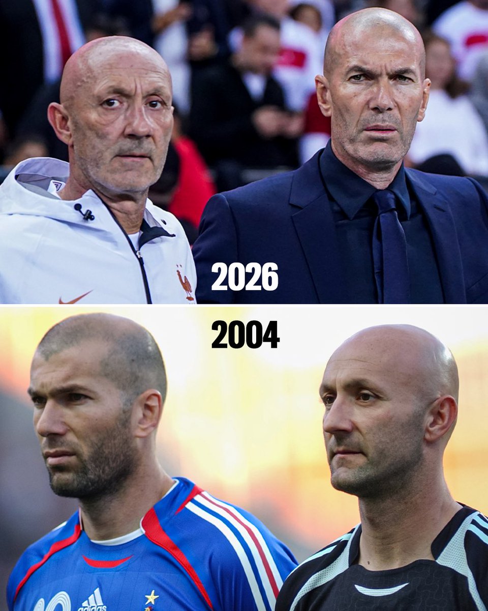 Ligue1_ENG's tweet photo. Zinedine Zidane 🤝 Fabien Barthez 22 years later 🥹🇫🇷 https://t.co/WYzEnUSUyQ