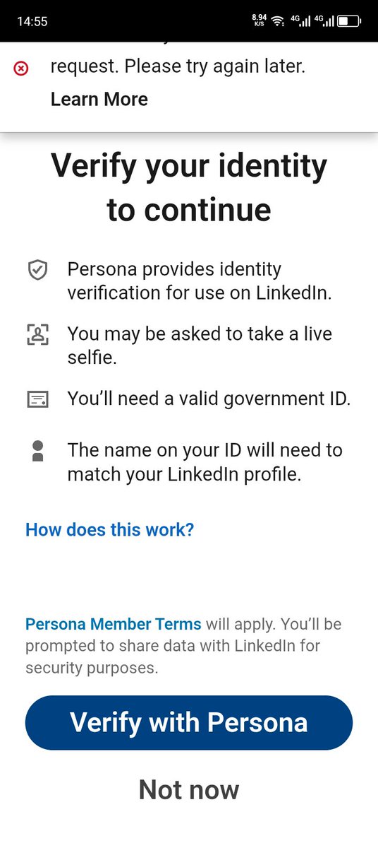 BlessingJa5603's tweet photo. @LinkedInHelp 

You gave me the steps to follow, and I followed all of them, but unfortunately, none of them worked. Finally, you gave me a link to access my account, but when I try to use it, I still get the same error.

Please, what exactly is the problem with my account? https://t.co/GdmdAelqRx