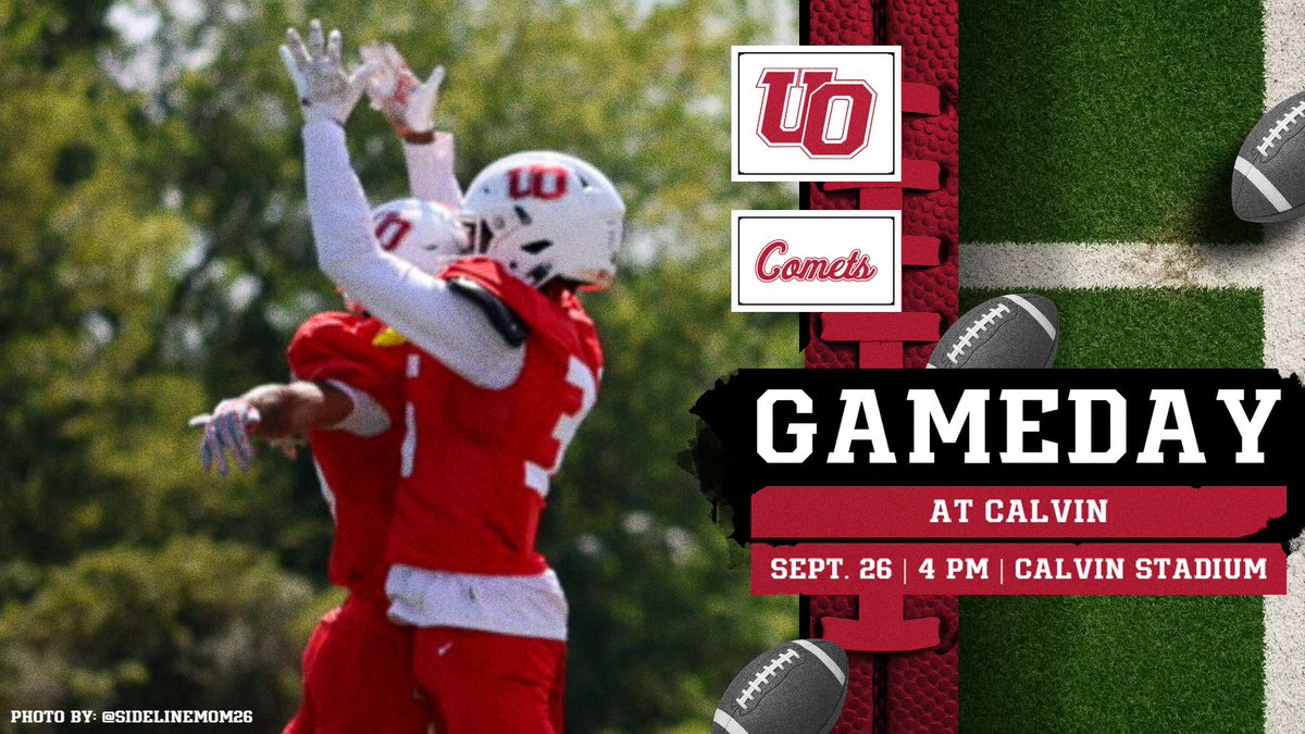 OlivetAthletics's tweet photo. GAMEDAY! The @UOlivetFOOTBALL team starts @MIAA1888 play at Calvin.

🆚 Calvin
🕓 4 pm
📊 https://t.co/dGeS1XMEyW
💻 https://t.co/0M5Kn2aee5

#GoCOMETS | #UONation | #d3fb https://t.co/cjplzC6KUC