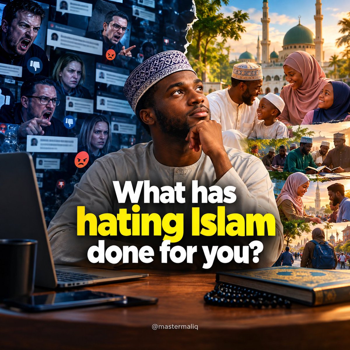 MasterMaliq's tweet photo. You’ve spent years hating Islam.

But seriously… what has all that hatred done for you?

Did it make you happier?
Did it make you understand Islam better?
Did it make the world better?

You don’t have to become Muslim.

Just stop treating Muslims like your enemies. We are not. https://t.co/Vi0wJyXneD