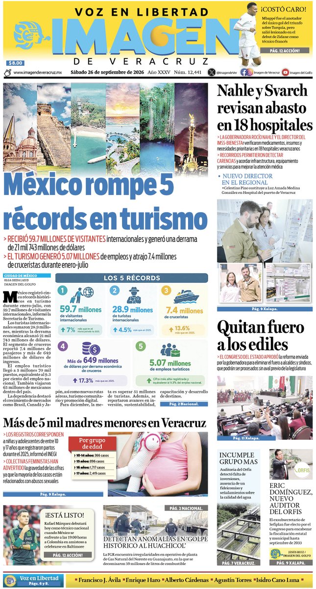 ImagendeVer's tweet photo. #Portada | Te presentamos la portada de nuestra edición impresa para este sábado 26 de septiembre de 2026:
#VozEnLibertad https://t.co/O5OV2qQ3BZ