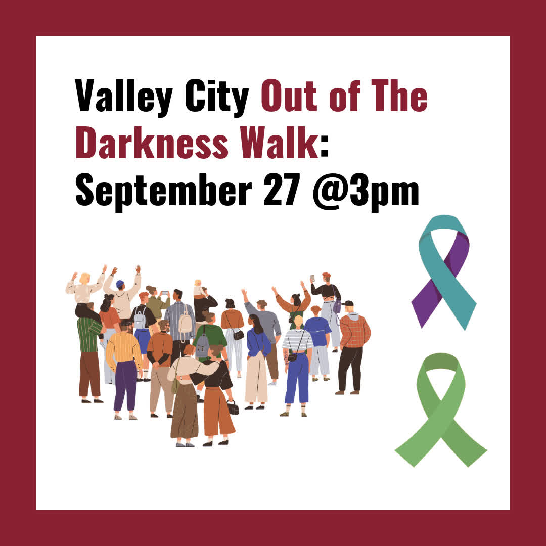 VCSU's tweet photo. Join us for the annual Out of the Darkness Walk, starting on our very own McFarland Lawn! 

🕰️ September 27 at 3 p.m.
📍McFarland Lawn
💲Free - donation is encouraged!

➡️ Register at https://t.co/0X4UVGyXVT

#OutOfTheDarkness #SuicidePrevention #AFSP #ValleyCity #VCSU https://t.co/f3knPjHTiB
