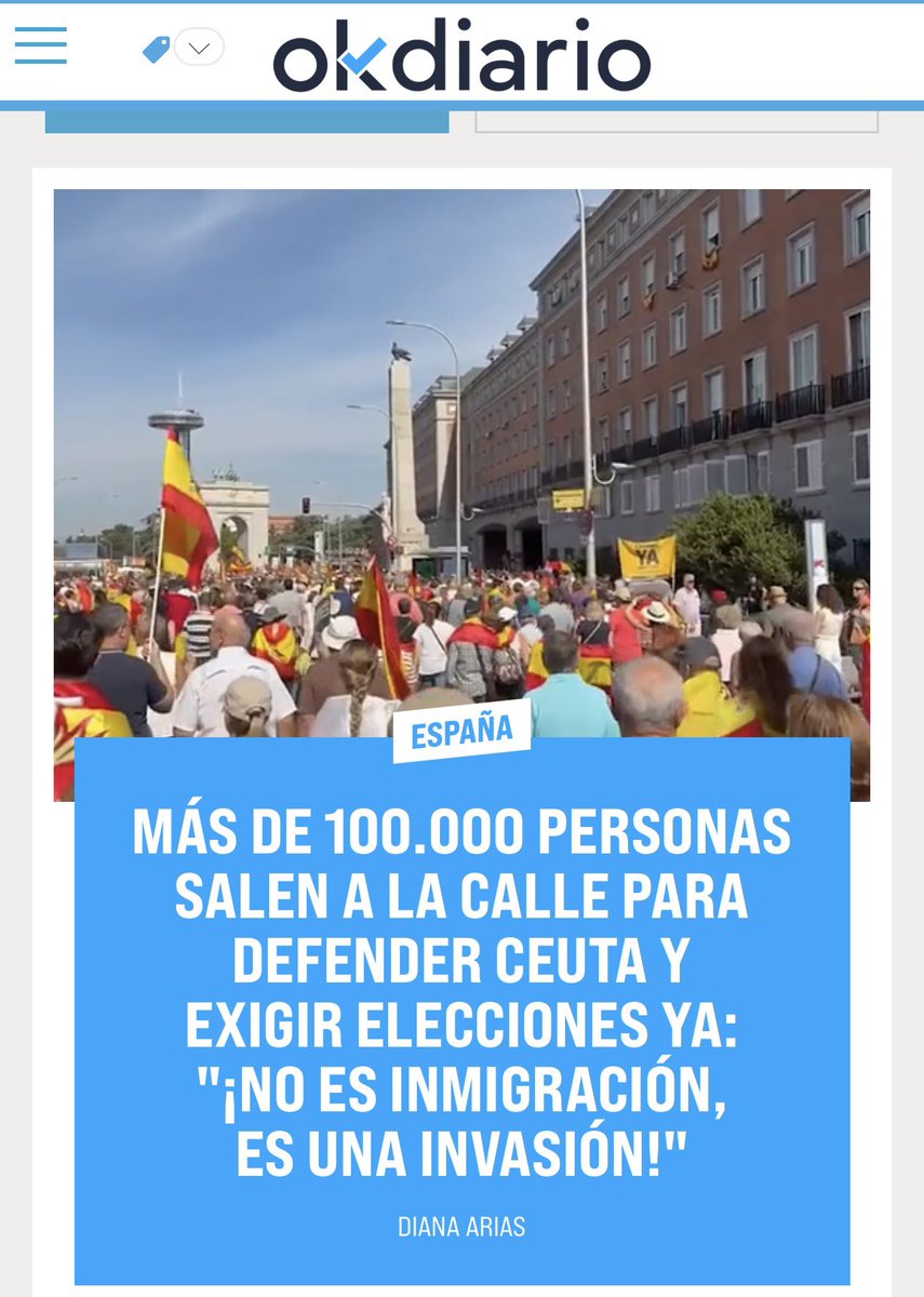 francarrillog's tweet photo. Ha sido un éxito. Más de cien mil personas han exigido al Gobierno ilegítimo y al presidente corrupto, y líder de la organización criminal, que dejen de estafar y robar a los españoles, y que se vayan ya.

Ceuta no se vende. Ceuta es España.

Pedro, felón, tu sitio es la prisión. https://t.co/rvx8pI59aX