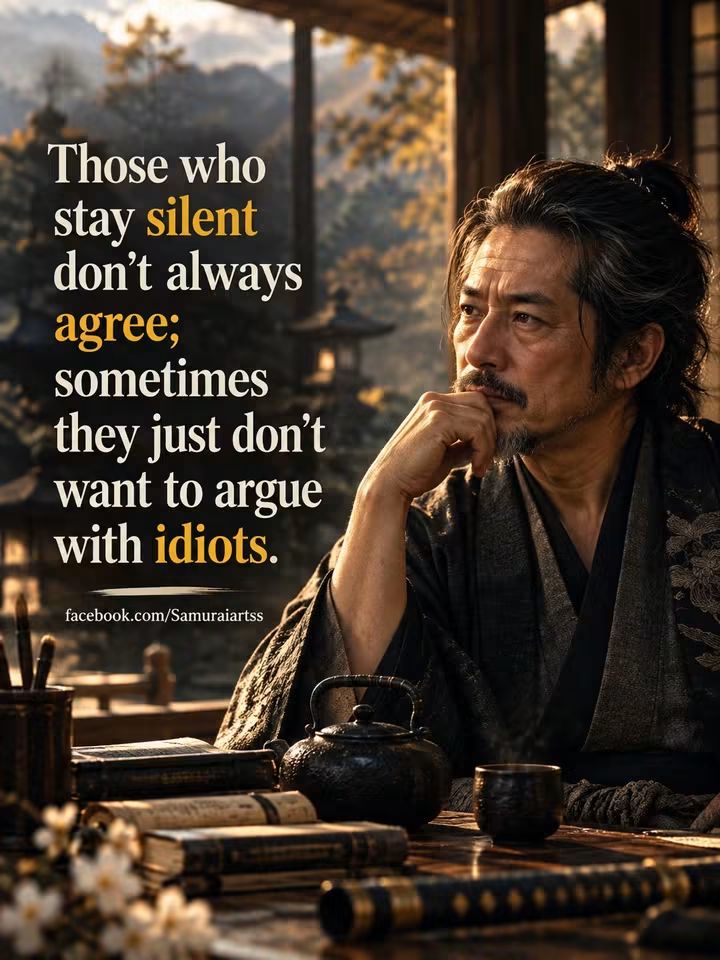 SaMMastOff's tweet photo. Silence is often misunderstood. Some people choose not to respond, not because they agree, but because they understand that every argument does not deserve their energy. Wisdom teaches us to recognize the difference between a meaningful conversation and a pointless confrontation.

A mature person does not need to answer every criticism, correct every opinion, or prove their intelligence to everyone around them. Sometimes the strongest response is simply to remain calm and walk away. Silence can be a form of self-control, especially when emotions are high and words would only create more conflict.

Those who are quiet may be observing, thinking, and choosing their words carefully. They may understand that arguing with someone who refuses to listen rarely produces anything valuable. Protecting your peace does not mean you are weak. It means you understand the value of your time, attention, and emotional energy.

The samurai spirit reminds us that true strength is not always loud. A warrior does not need to display power at every moment. Discipline means knowing when to act, when to speak, and when to remain still. The calmest person in the room may be the one with the greatest control over himself.

Not every disagreement requires a victory. Not every insult requires an answer. Not every person deserves access to your peace. Sometimes walking away is not surrender—it is wisdom.

Choose your battles carefully. Speak when your words can create understanding. Stay silent when speaking would only feed unnecessary conflict. Let your character speak louder than your arguments.

In a noisy world, silence can become a powerful form of strength. It gives you space to think, protects your dignity, and keeps your focus on what truly matters.

Be calm. Be observant. Be disciplined. And remember: you do not have to argue with everyone simply because they want to argue with you.

#SamuraiWisdom #WarriorMindset #MartialArtsWisdom