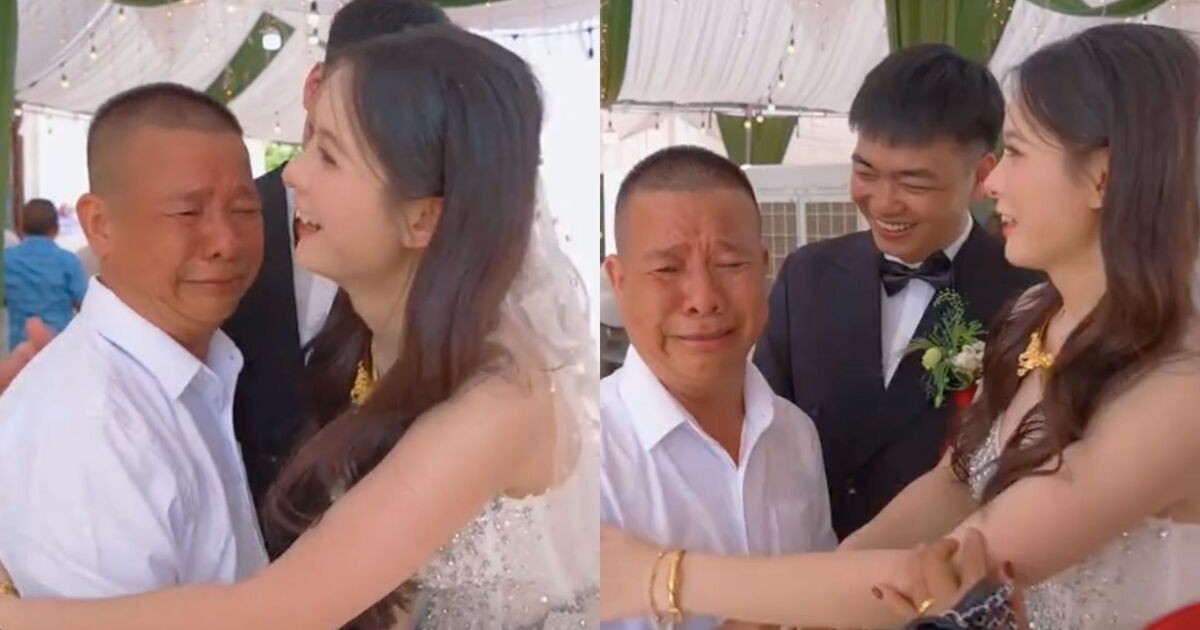 jnmikel's tweet photo. Clip ghi tại Lục Ngạn, Bắc Ninh khiến mạng xã hội xôn xao khi một ông bố trong trang phục sơ mi trắng liên tục khóc nức nở tiễn con gái về nhà chồng. https://t.co/3RABGUVv3m