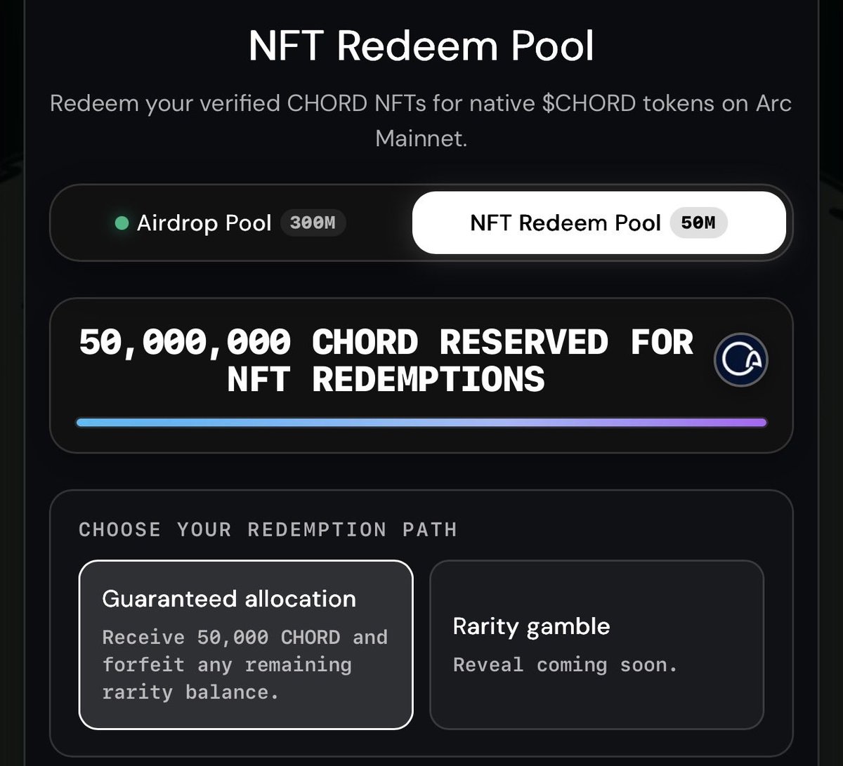 ChordArc's tweet photo. NFT claim is live
https://t.co/XIMlbRTAx3

You can claim guaranteed 50,000 $CHORD now
Or claim after reveal for higher allocation

Your nft automatically burns

Repost and drop your wallets in the comments for a surprise drop. https://t.co/l5iuU1heNA