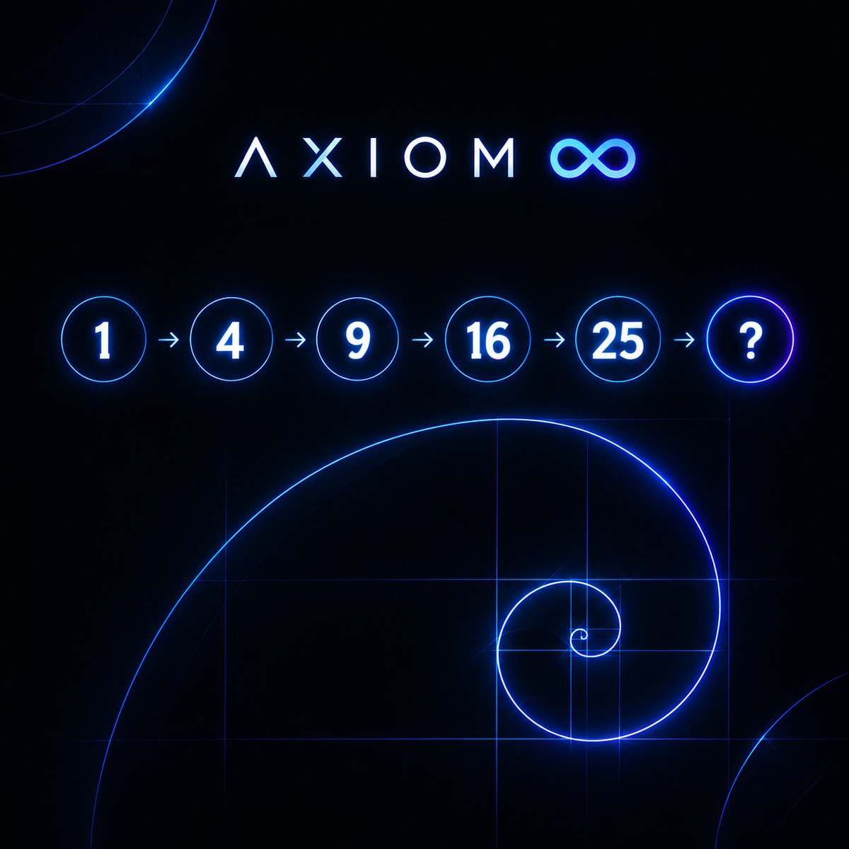 Axiom_Infinity5's tweet photo. A simple pattern… or is it? 👀

1 → 4 → 9 → 16 → 25 → ?

What comes next?

Drop your answer below. 🧠∞

#AXIOM #Puzzle #Math https://t.co/fSXNs5kKDO
