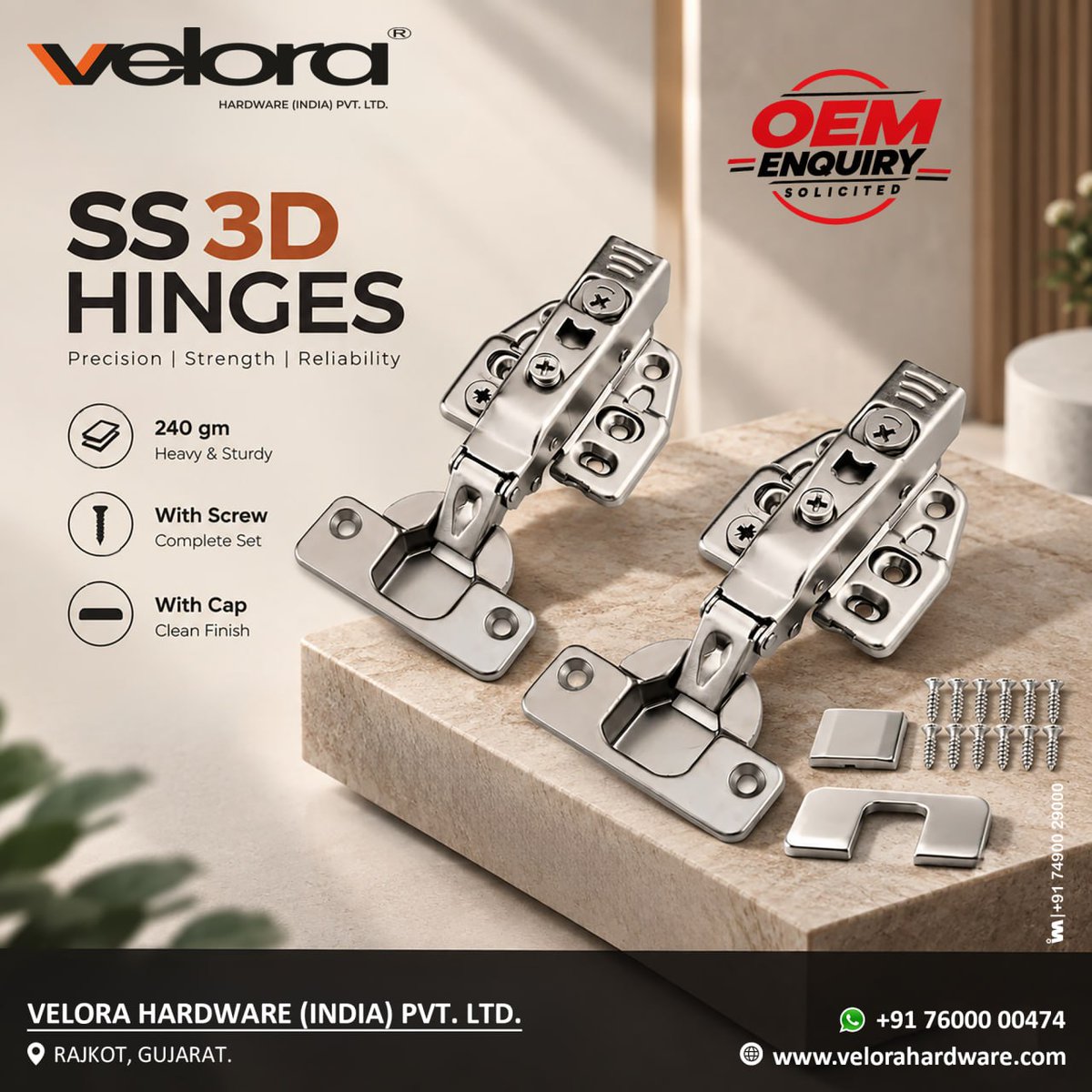 ibais_hardware's tweet photo. VELORA HARDWARE (INDIA) PVT. LTD. | Rajkot π’
SS 3D HINGES
Mr. Himanshu Savaliya - +91 76000 00474
Office +91 95863 86311
WhatsApp: https://t.co/gVKO7y8uks
.
#SS3DHinges #AutoHinges #3DHinges #DoorHinges #HardwareFittings #ArchitecturalHardware #FurnitureFittings #Manufacturer https://t.co/Byc1K1C54s