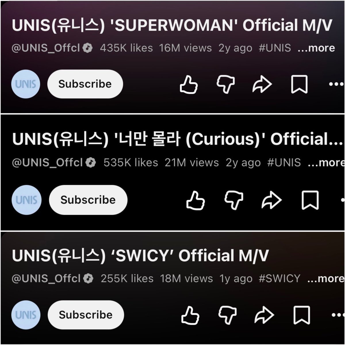 ezpz4hao's tweet photo. The views-to-likes ratio of all of UNIS’ KR comebacks is so organic. The girls didn’t fail, hindi lang talaga pinush ni mr. clean. 😔 https://t.co/4DjYTy2Sp0