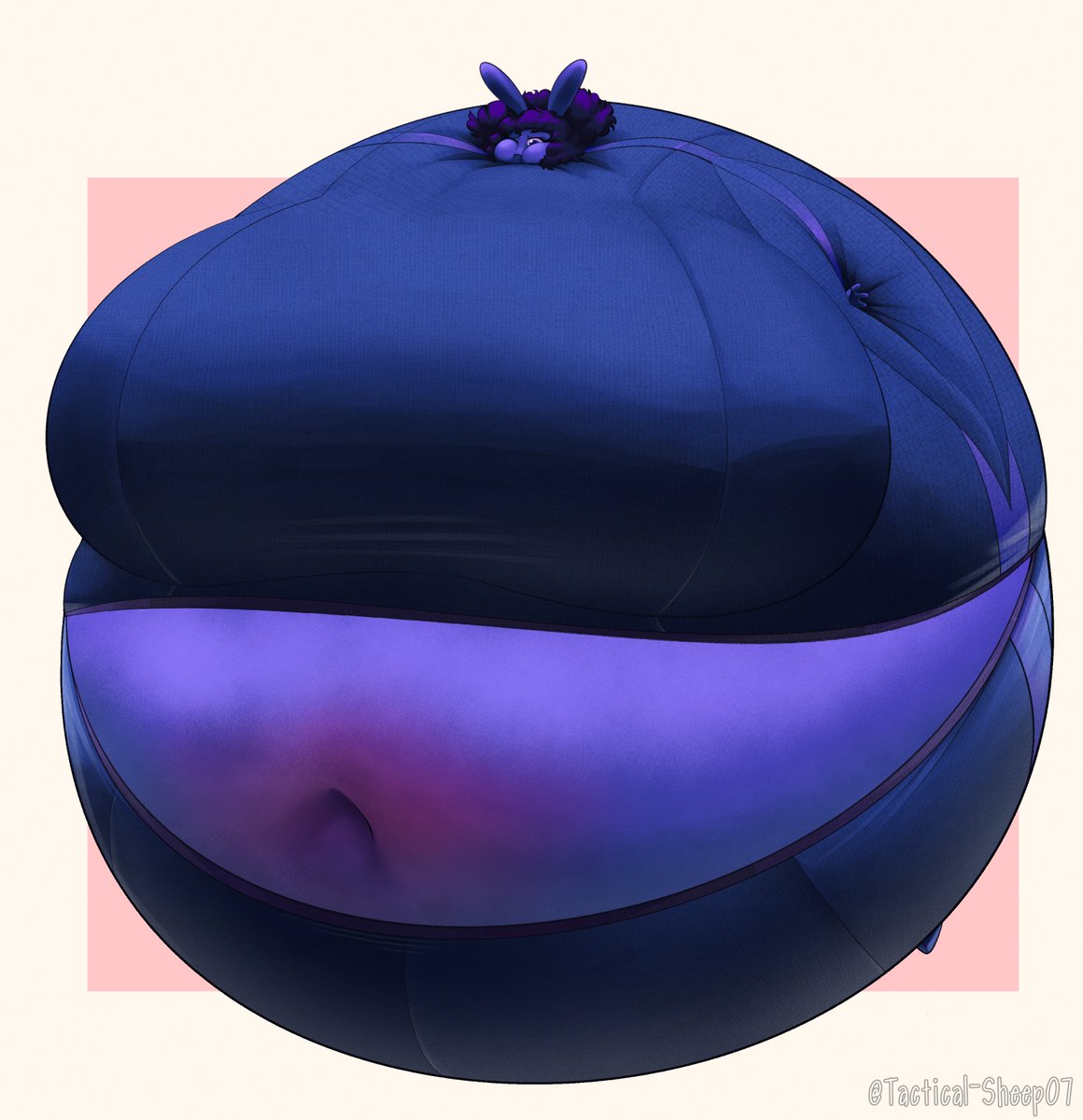 TacticalSheep07's tweet photo. CW: Blueberry inflation, furry  

While doing tests at her home lab on some gum, she might've forgot to use a proper protective outfit, and to not actually eat the gum  

(commission for @TheHollyBerry1) https://t.co/SXLZ8FsQGy