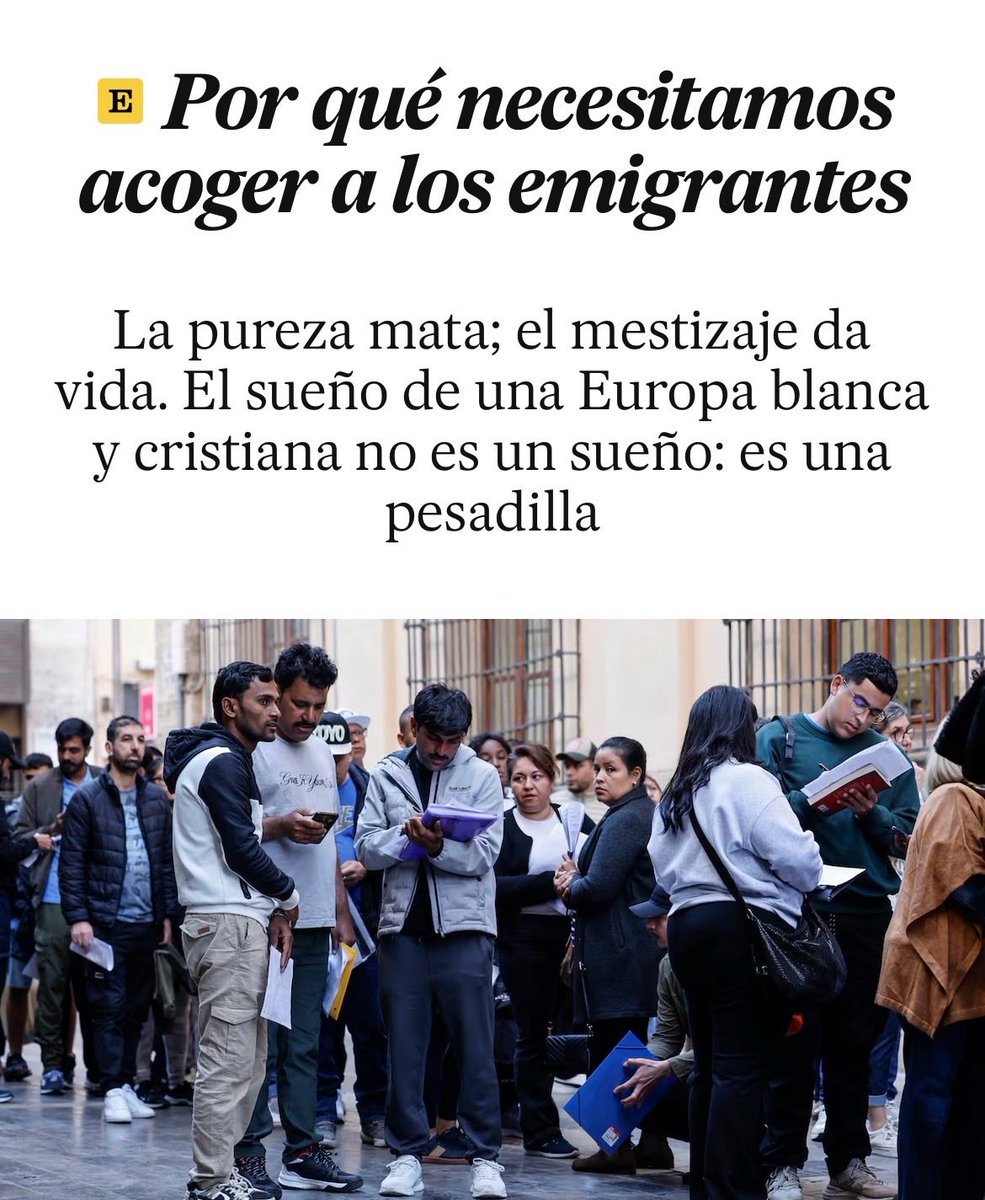 Frontera_es's tweet photo. Los medios del régimen están cambiando su propaganda para justificar el reemplazo de la población nativa.

Europa sólo puede ser buena si se autodestruye; Europa debe dejar de ser blanca para no ser “una pesadilla”. https://t.co/IwXAHGVO80