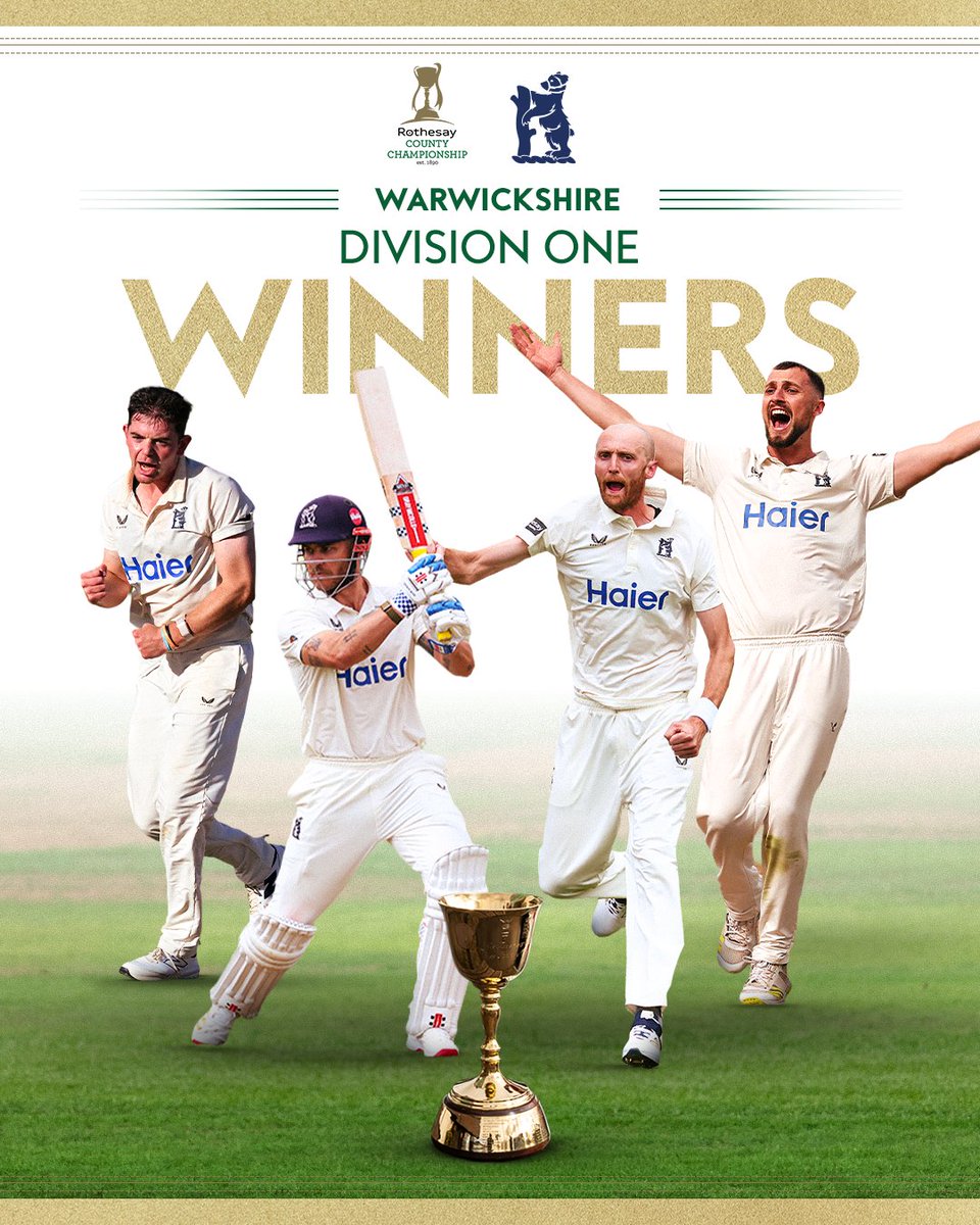 CountyChamp's tweet photo. WARWICKSHIRE ARE THE 2026 COUNTY CHAMPIONS! https://t.co/DQIuOgn0W8
